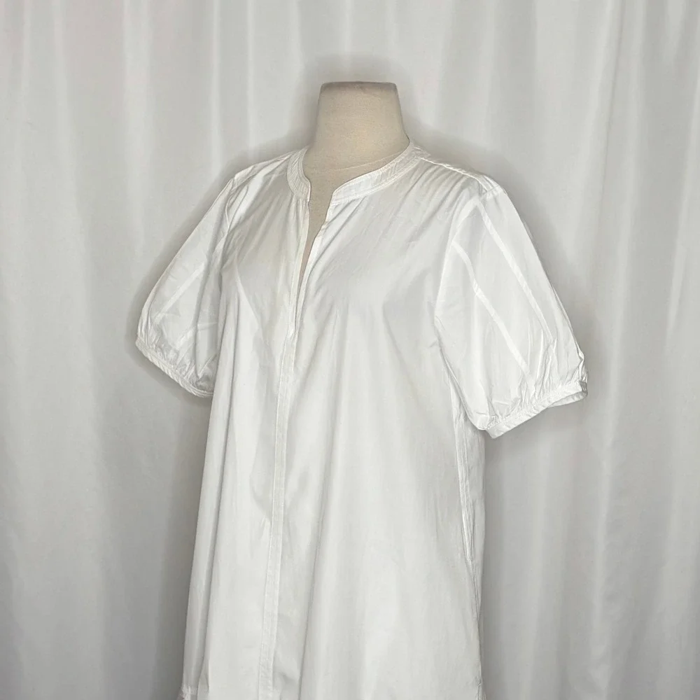 NWT!! J. CREW Delilah Dress Cotton Poplin Solid White Mini Ruffle Small‎ Tall ST